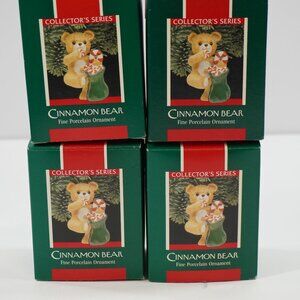 Lot of 4 1989 Hallmark Cinnamon Bear Porcelain Ornament